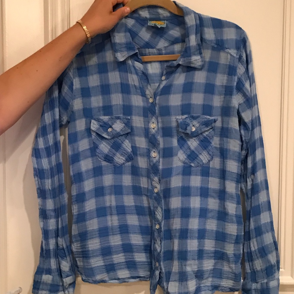 C&C California blue plaid shirt